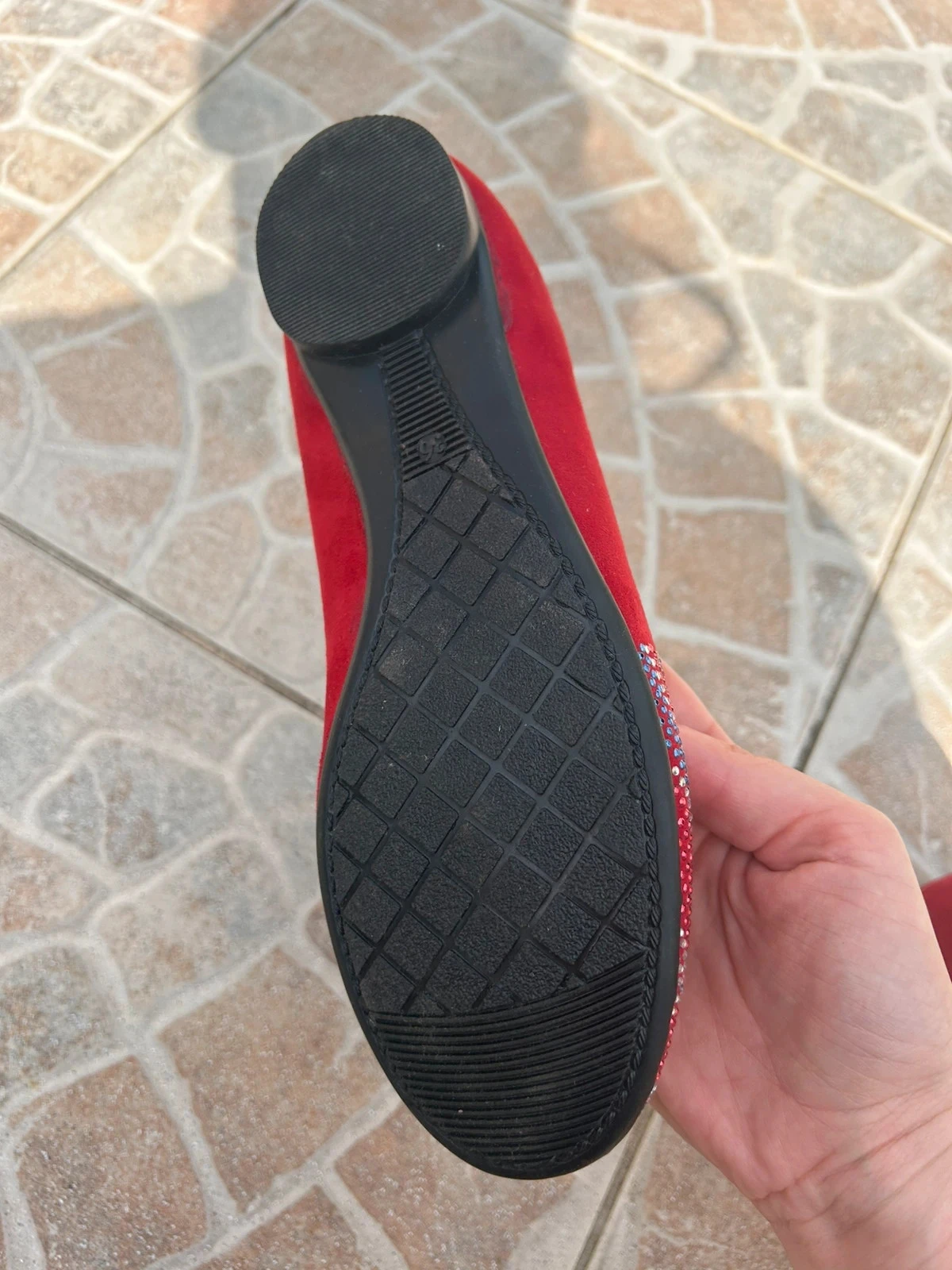 Ballerines vermelhas 36 couro com padrão de bandeira inglesa  novas – photo 6